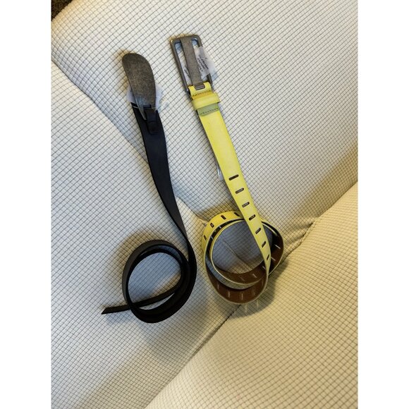 2- Urban Outfitters Buff Leather Belts, 1-Yellow, 1-Black, New Old Stock, Size M - Picture 1 of 5